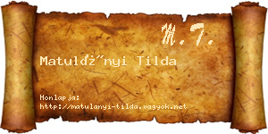 Matulányi Tilda névjegykártya
